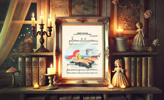 Little Mermaid It’s A Dinglehopper Under the Sea Splatter Sheet Music Art Print