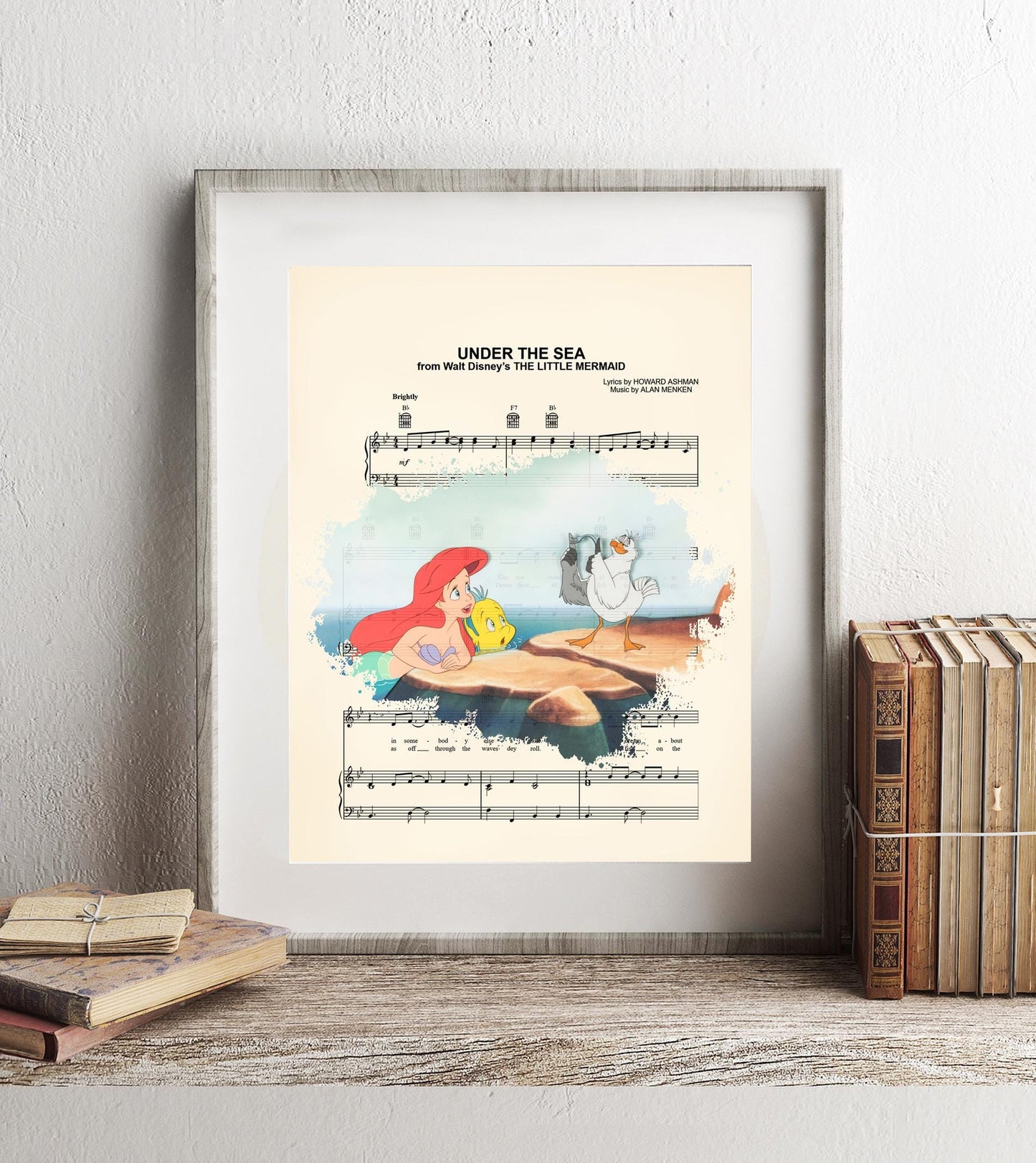 Little Mermaid It’s A Dinglehopper Under the Sea Splatter Sheet Music Art Print