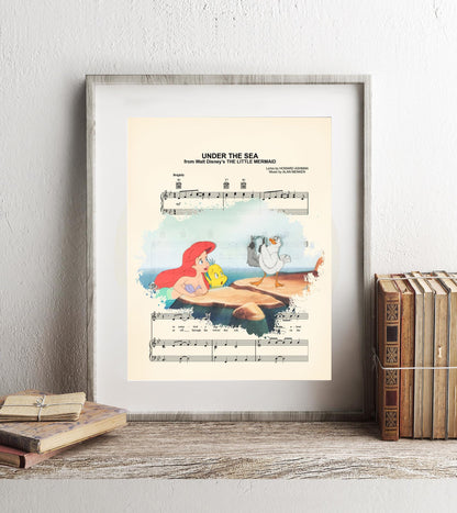 Little Mermaid It’s A Dinglehopper Under the Sea Splatter Sheet Music Art Print