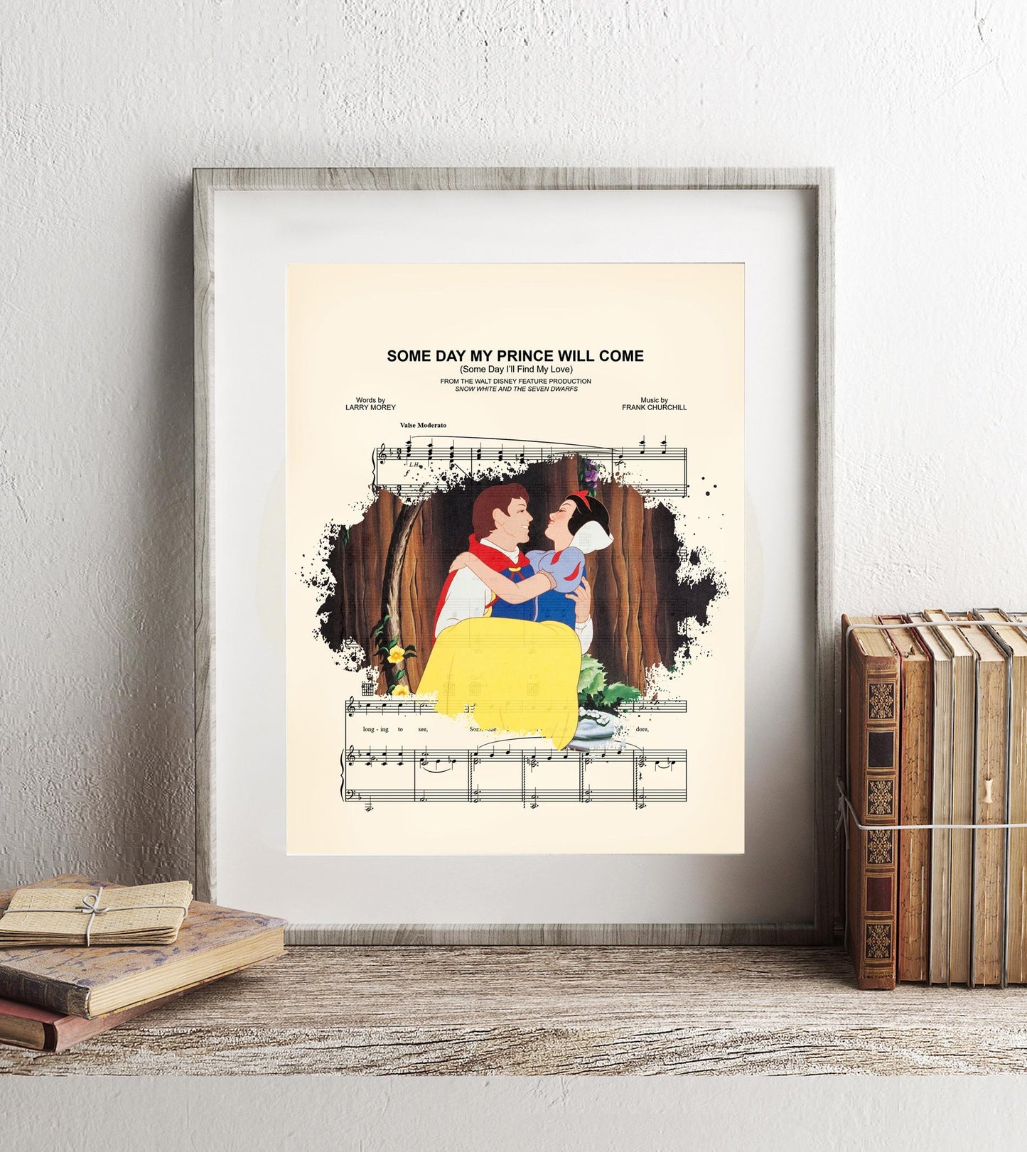 Snow White and Prince Charming Some Day My Prince Will Come Sheet Music Art Print