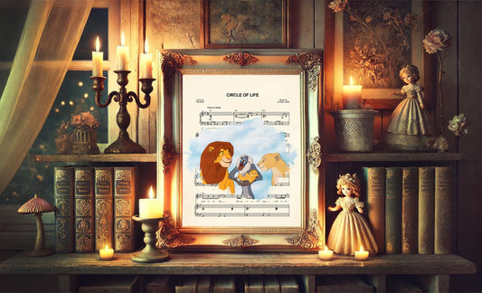 Lion King Simba, Nala, Kiara and Rafiki Circle of Life Sheet Music Art Print