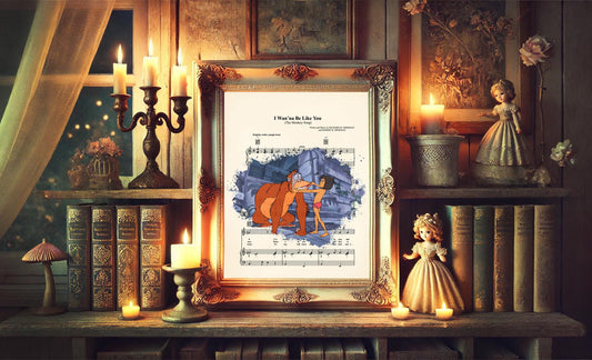 Jungle Book Mowgli and King Louie Splatter I Wan’na Be Like You Sheet Music Art Print