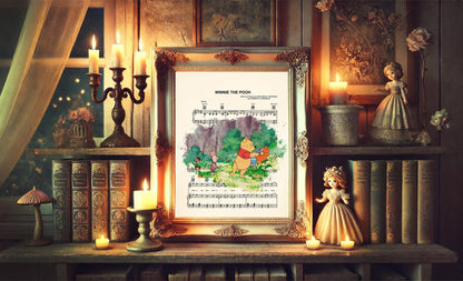 Winnie the Pooh and Piglet Sheet Music Art Print
