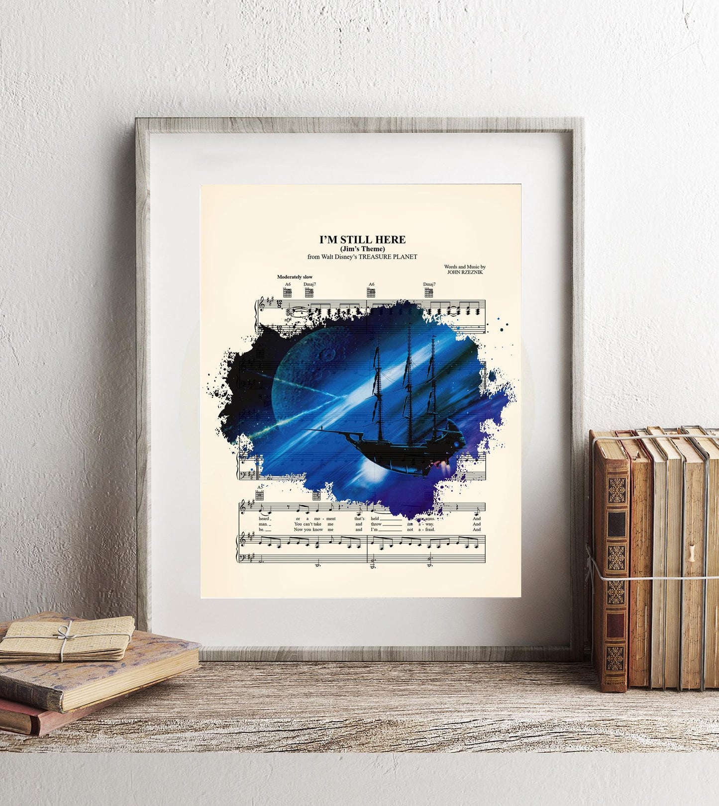 Treasure Planet Jim on Ship I’m Still Here Sheet Music Wall Art — Disney Gift for Music Lovers