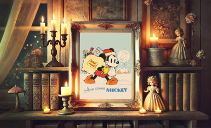 Mickey Mouse Christmas Vintage Art Print