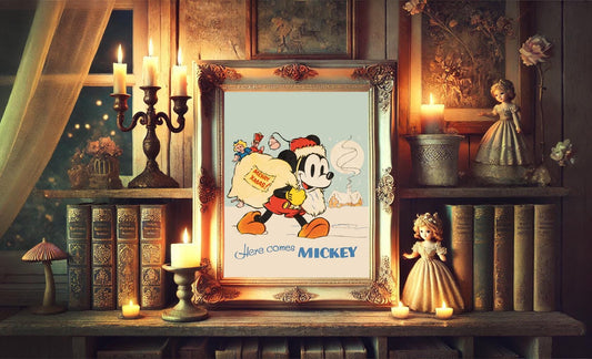 Mickey Mouse Christmas Vintage Art Print