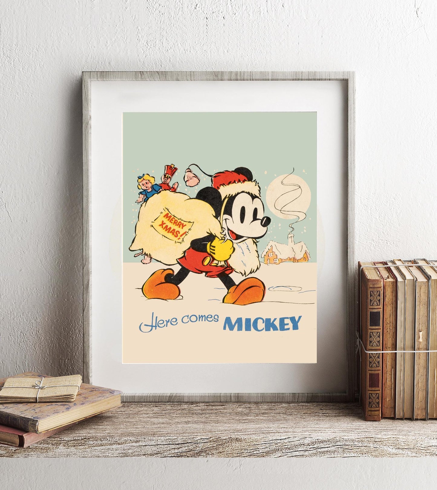 Mickey Mouse Christmas Vintage Art Print