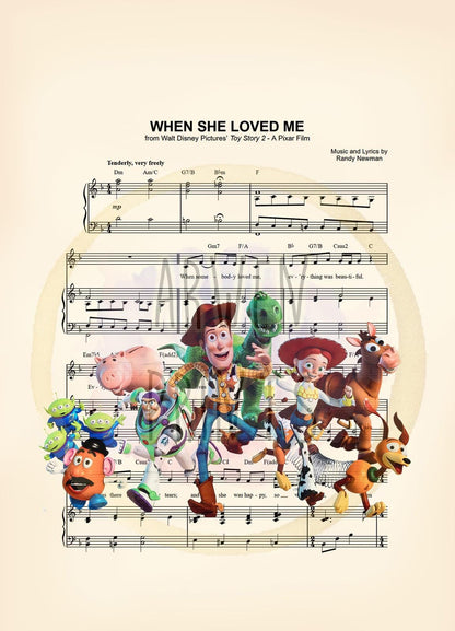 Toy Story 2 When She Loved Me Sheet Music Art Print