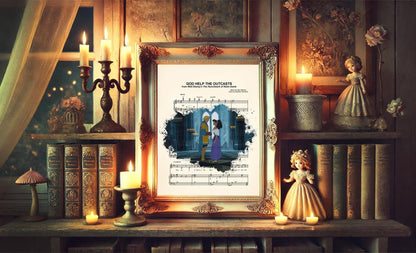Hunchback of Notre Dame Esmeralda and Phoebus God Help the Outcasts Sheet Music Art Print