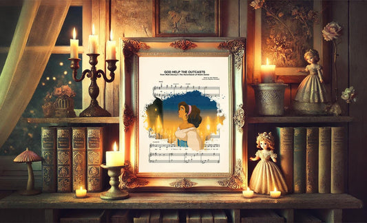 Hunchback of Notre Dame Esmeralda Singing God Help the Outcasts Sheet Music Art Print