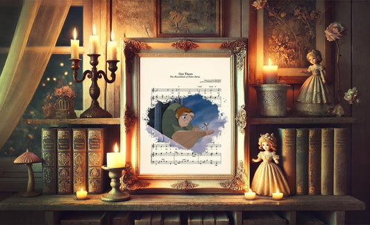 Hunchback of Notre Dame Quasimodo and Bird Out There Sheet Music Art Print
