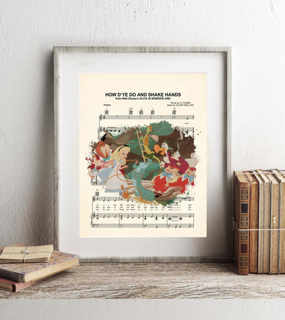Alice in Wonderland Characters How D’ye Do and Shake Hands Sheet Music Art Print