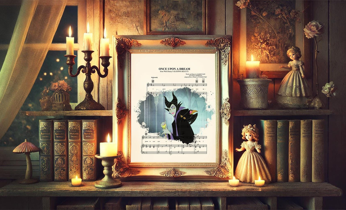 Sleeping Beauty Maleficent Splatter Once Upon A Dream Sheet Music Art Print