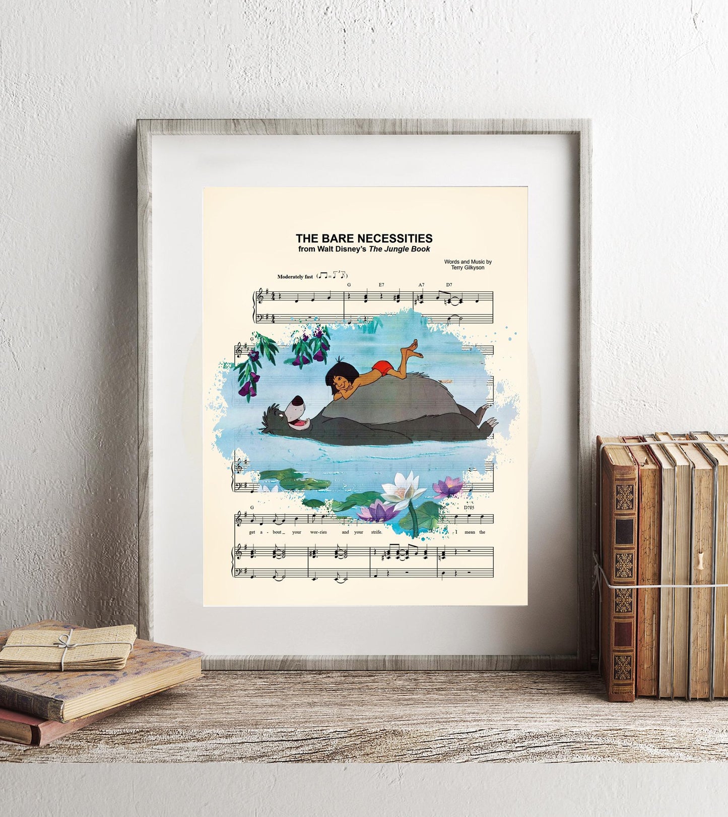 The Jungle Book Mowgli and Baloo The Bare Necessities Sheet Music Art Print