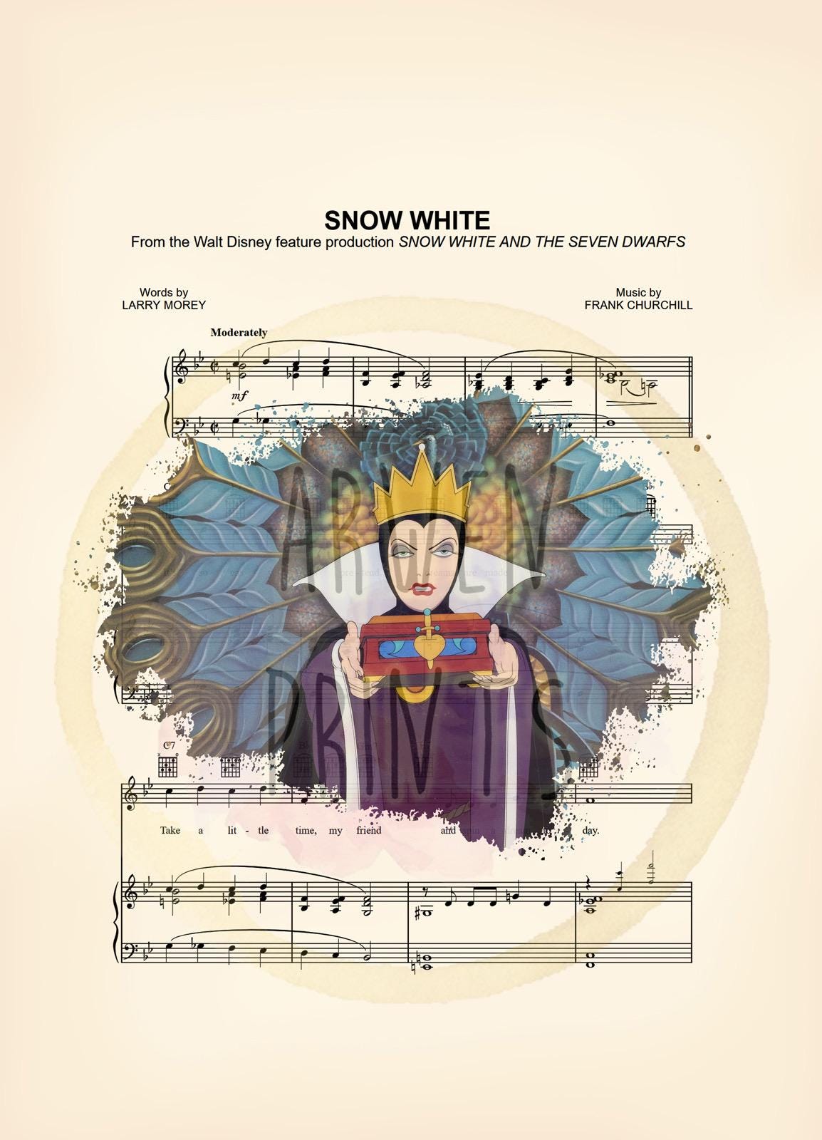 Snow White Evil Queen Splatter Sheet Music Art Print