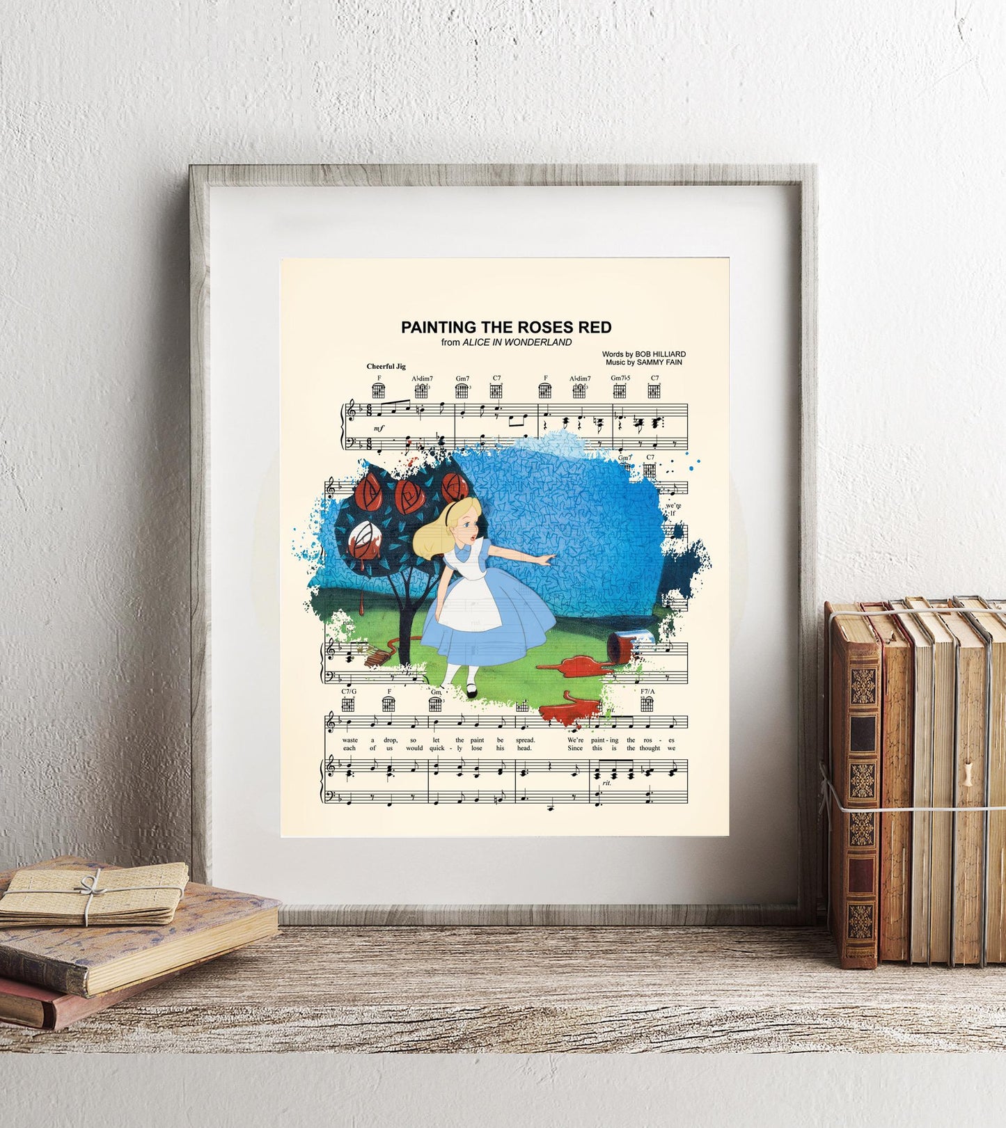 Alice in Wonderland Painting the Roses Red Sheet Music Art Print
