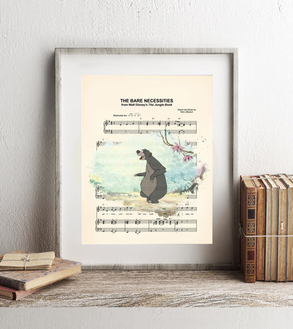 The Jungle Book Baloo The Bare Necessities Sheet Music Art Print