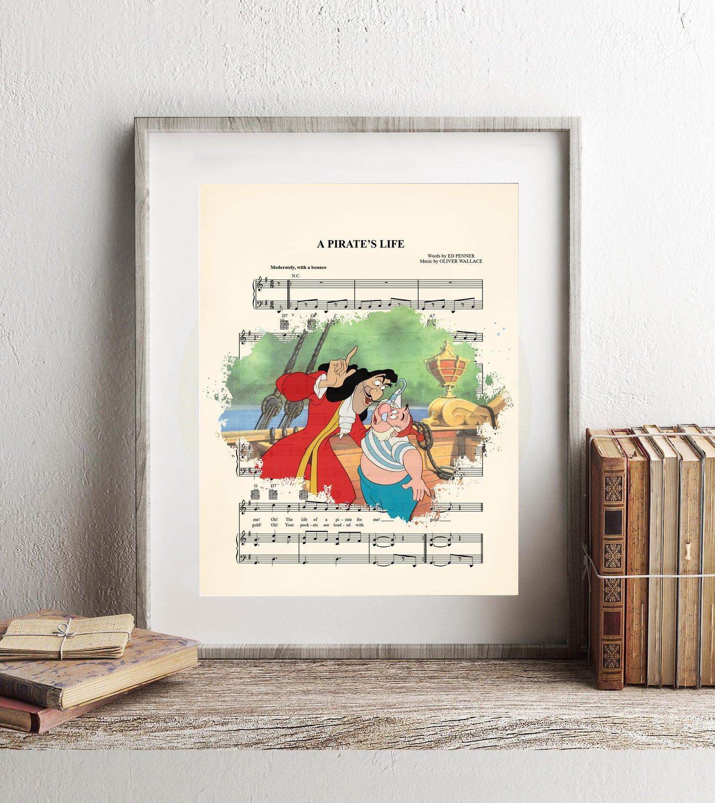 Peter Pan Captain Hook and Mr. Smee A Pirate’s Life Sheet Music Art Print