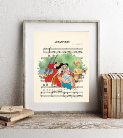 Peter Pan Captain Hook and Mr. Smee A Pirate’s Life Sheet Music Art Print