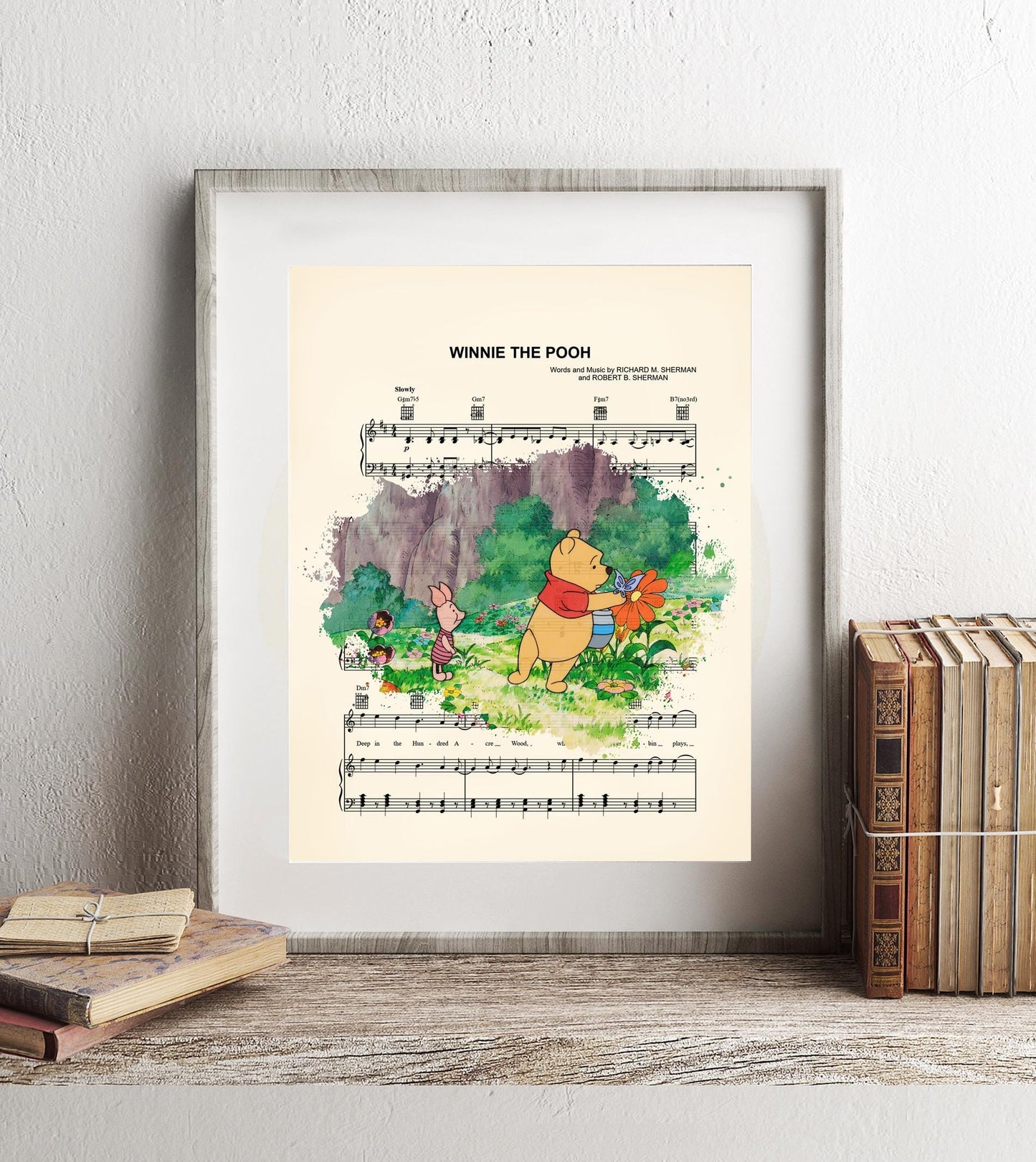 Winnie the Pooh and Piglet Sheet Music Art Print