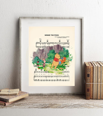Winnie the Pooh and Piglet Sheet Music Art Print