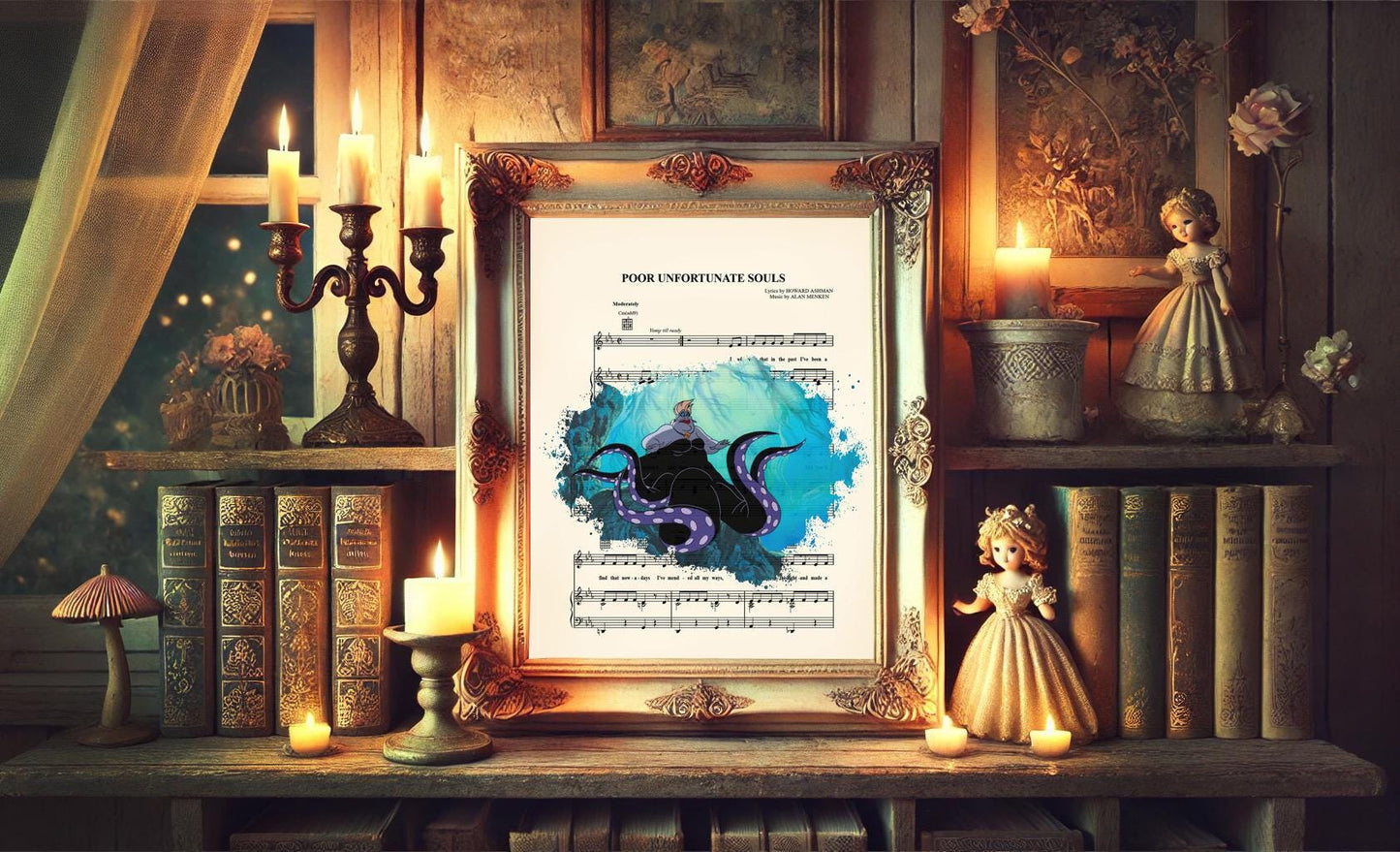 Little Mermaid Ursula Splatter Poor Unfortunate Souls Sheet Music Art Print