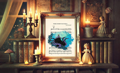 Little Mermaid Ursula Splatter Poor Unfortunate Souls Sheet Music Art Print