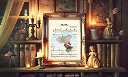 Dumbo Splatter Baby Mine Sheet Music Art Print