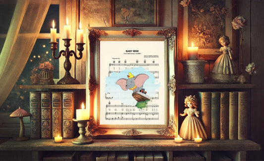 Dumbo Splatter Baby Mine Sheet Music Art Print
