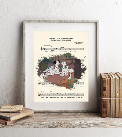 101 Dalmatians Watching Television Dalmatian Plantation Sheet Music Art Print