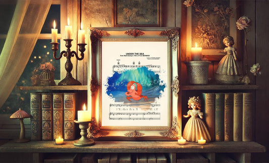 Little Mermaid Sebastian Kiss the Girl Splatter Sheet Music Art Print