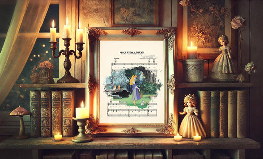 Sleeping Beauty Aurora in the Forest Splatter Sheet Music Art Print