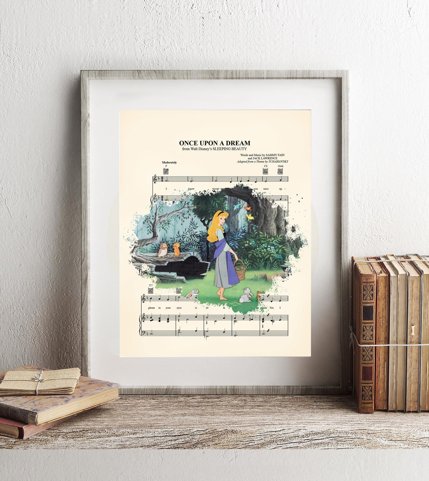 Sleeping Beauty Aurora in the Forest Splatter Sheet Music Art Print