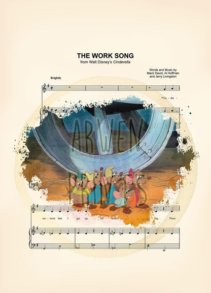 Cinderella Mice Splatter Sheet Music Art Print