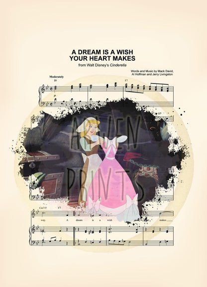 Cinderella Dress Splatter Sheet Music Art Print