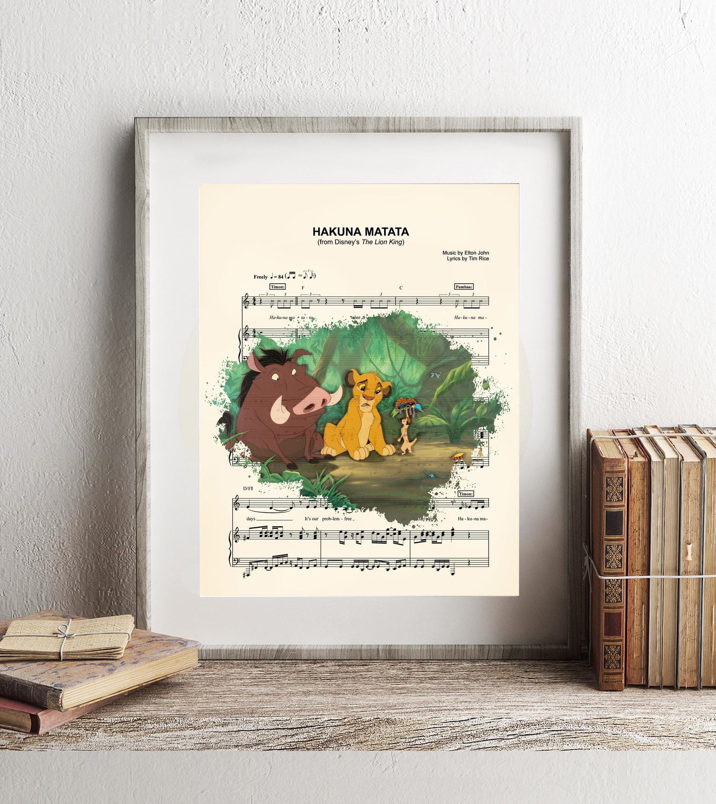 Lion King Hakuna Matata Bugs Sheet Music Wall Art — Disney Gift for Music Lovers