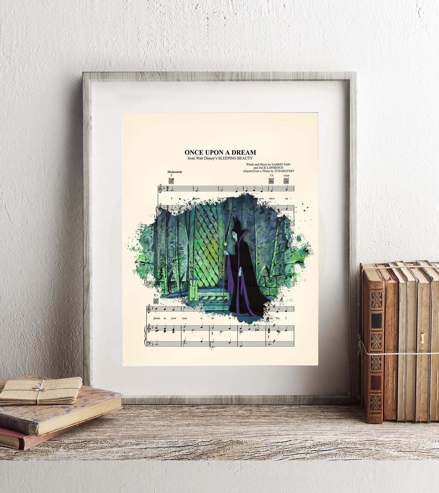 Sleeping Beauty Maleficent in Lair of the Forbidden Mountain Once Upon A Dream Sheet Music Art Print
