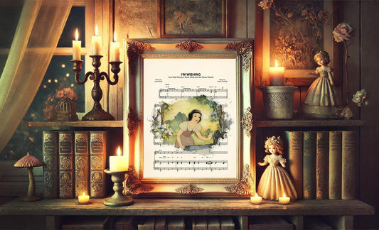 Snow White Wishing Well I’m Wishing Sheet Music Wall Art — Disney Gift for Music Lovers