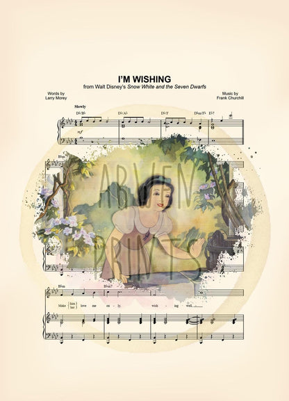 Snow White Wishing Well I’m Wishing Sheet Music Art Print