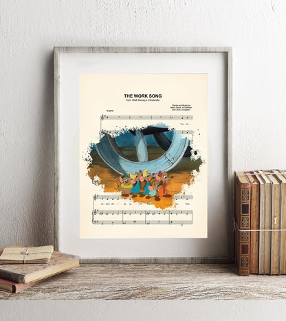 Cinderella Mice Splatter Sheet Music Art Print