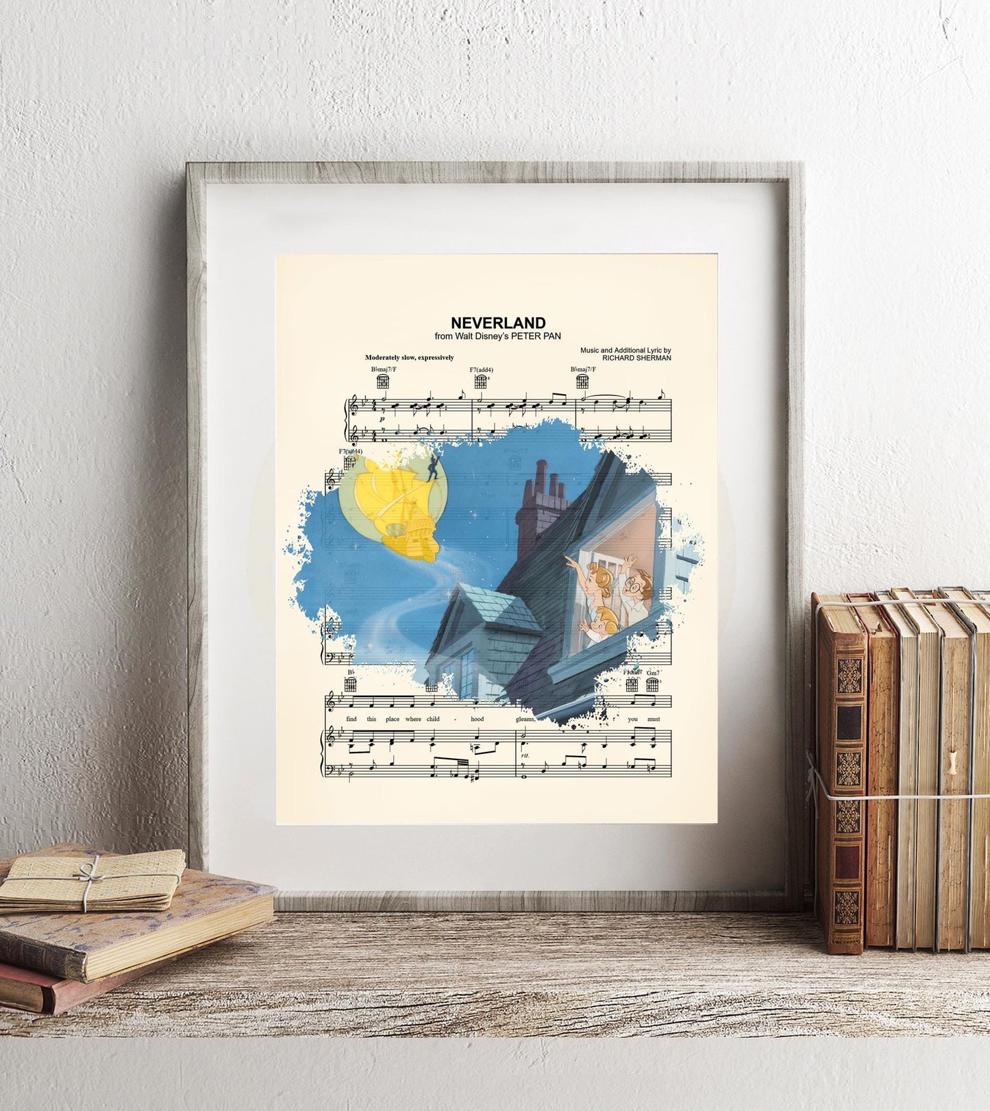 Peter Pan Farewell  Neverland Sheet Music Wall Art — Disney Gift for Music Lovers
