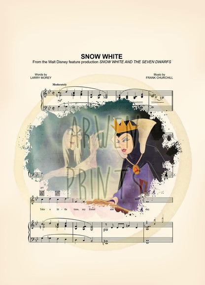 Snow White Evil Queen/Old Hag Splatter Sheet Music Art Print