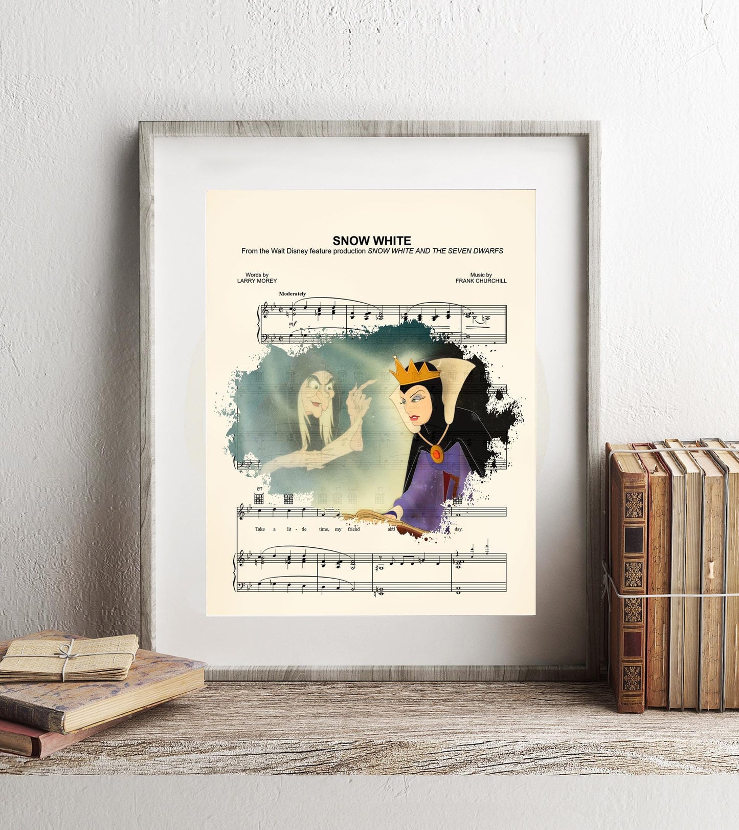 Snow White Evil Queen/Old Hag Splatter Sheet Music Art Print
