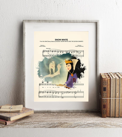 Snow White Evil Queen/Old Hag Splatter Sheet Music Art Print