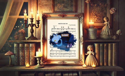 Aladdin Genie Abu Magic Carpet Splatter Sheet Music Art Print