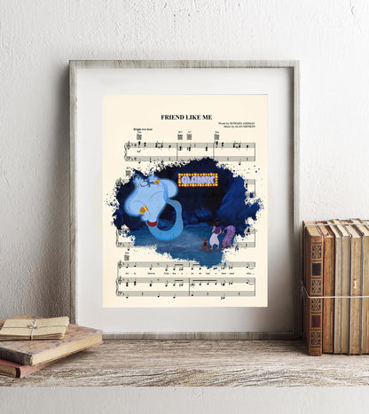 Aladdin Genie Abu Magic Carpet Splatter Sheet Music Art Print