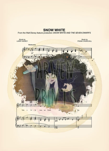 Snow White Evil Queen/Old Hag Potion Splatter Sheet Music Art Print