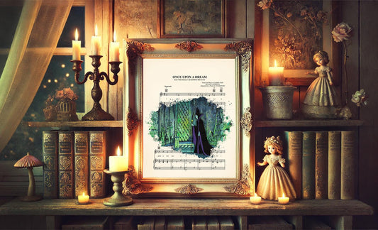 Sleeping Beauty Maleficent in Lair of the Forbidden Mountain Once Upon A Dream Sheet Music Art Print