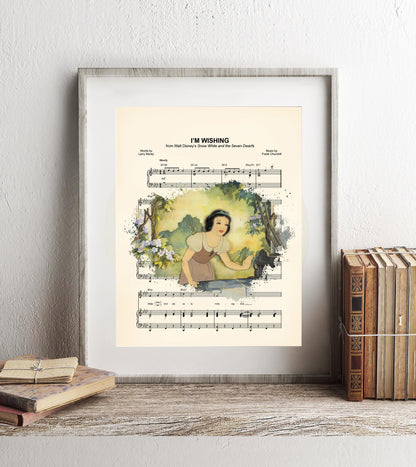 Snow White Wishing Well I’m Wishing Sheet Music Art Print