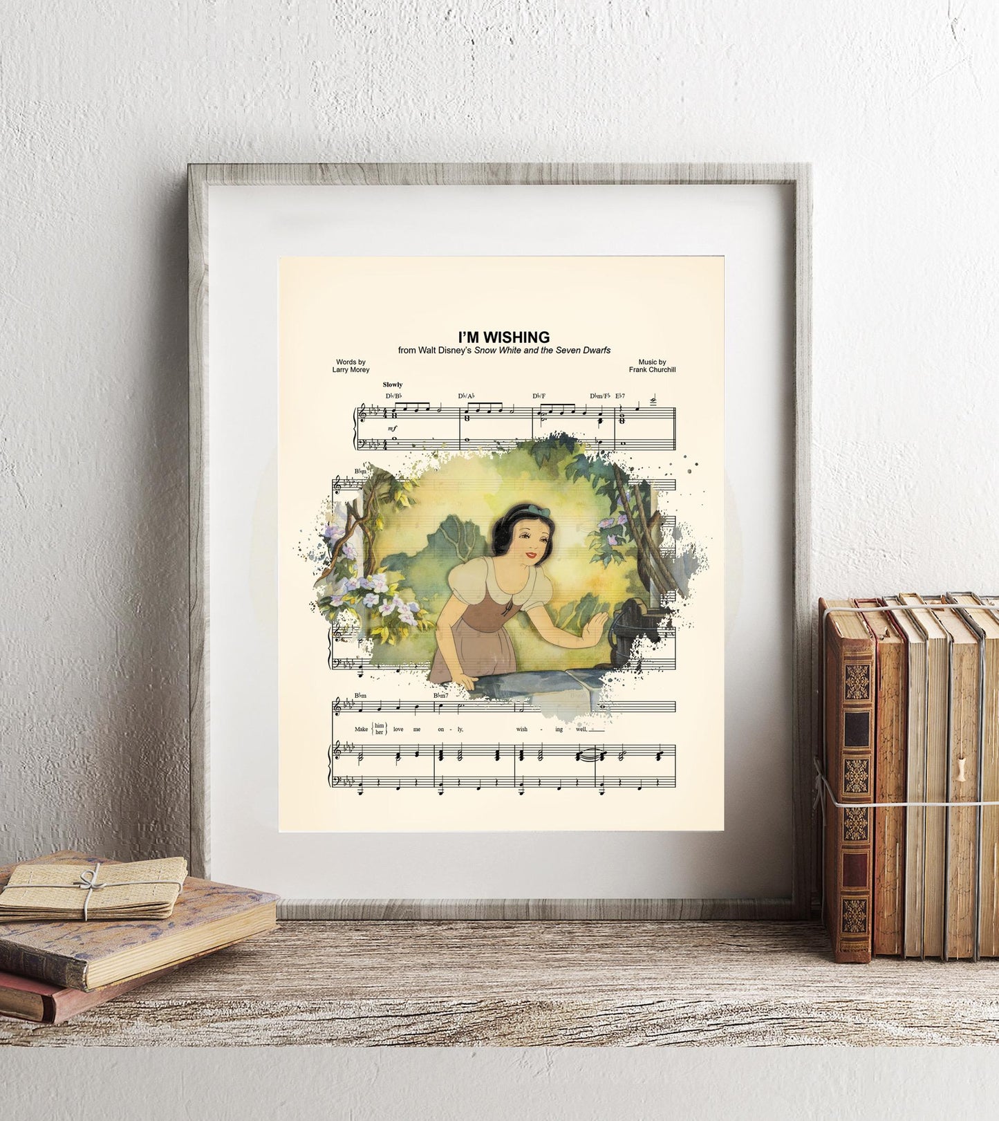 Snow White Wishing Well I’m Wishing Sheet Music Wall Art — Disney Gift for Music Lovers